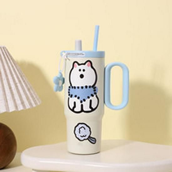 "Stylish Large Capacity Stainless Steel Insulated Water Cup with Handle and Straw"