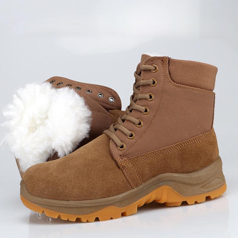 Genuine Leather Men's Winter Boots Natural Wool Winter Boots for Men Top Quality Men Snow Boots Botas Hombre