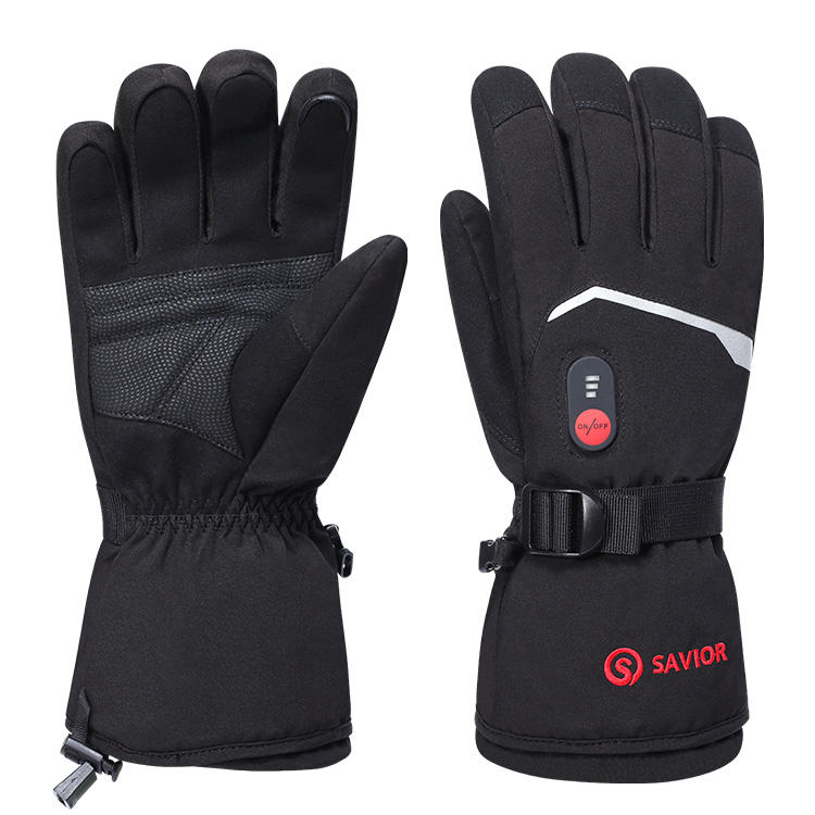 SAVIOR HEAT Softshell microfiber gloves with touchscreen compatibility, slim, carbon fiber heated for winter sports — skiing and snowboarding