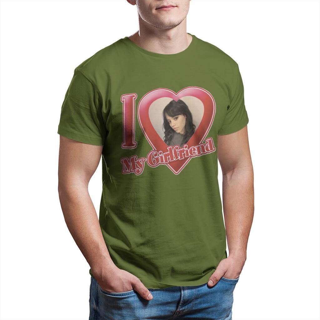 I Love My Girlfriend Jenna Ortega T Shirt for Men Pure Cotton Vintage T-Shirt Round Collar  Tees Short Sleeve Tops 4XL 5XL