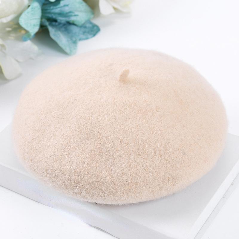 Herbstmütze Damen Wollmütze Wintermütze Wolle Baskenmütze Student Warme Hüte Künstler Kürbismütze