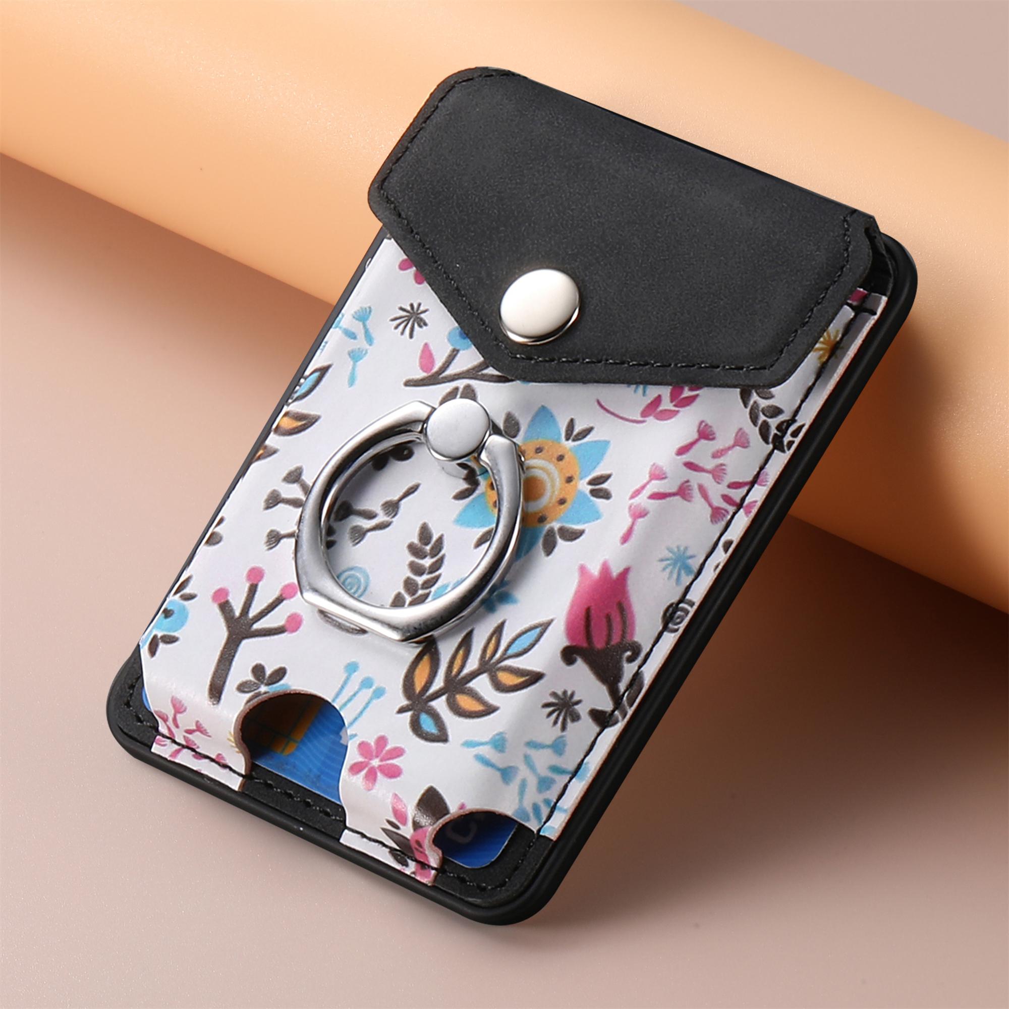 

Magnetic Cards Bag For iPhone 15 Pro Max 14 Plus 13 12 For Magsafe Strong Attraction Painting Card Slot Wallet Ring Holder Stand чёрный