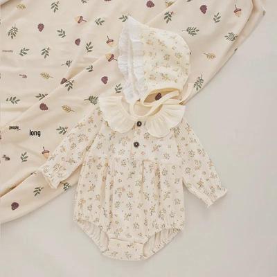 Korean-Style Spring & Autumn Baby Girl Floral Romper Set