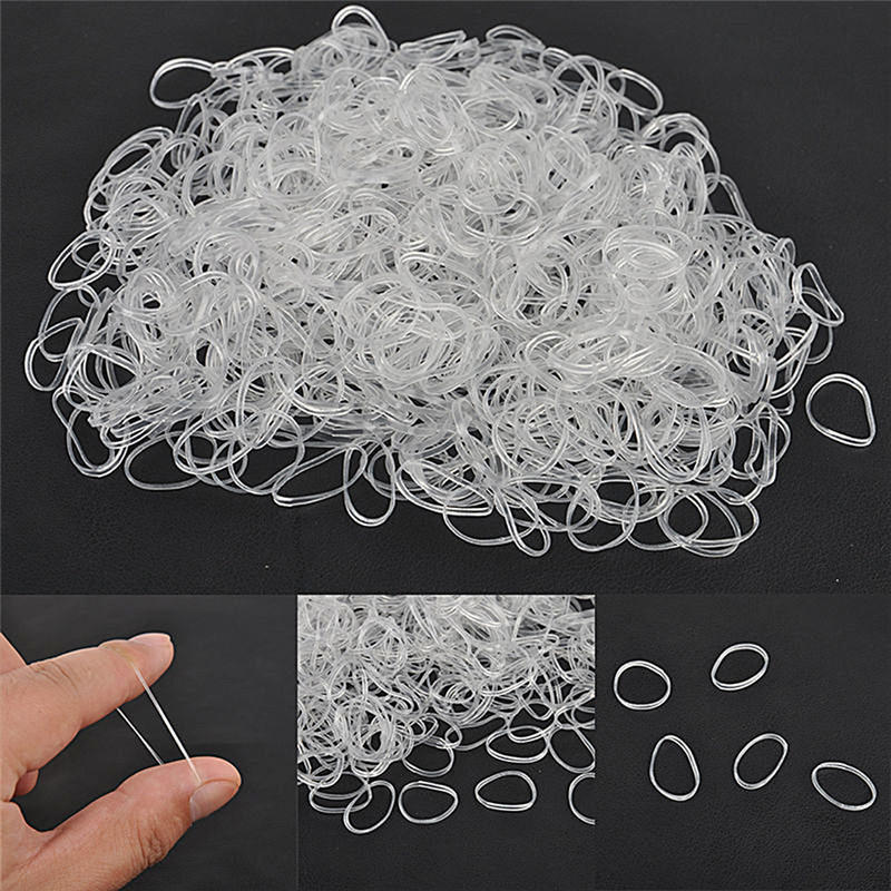 200 ks/500 ks průhledný držák na culík, elastická gumička, vlasové gumičky, lana, kroužky