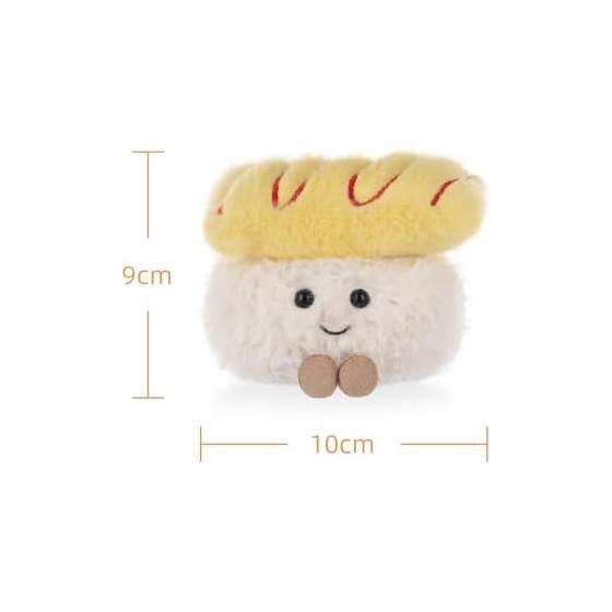 Apricot Lamb Tamagoyaki Sushi Plush Toy - Soft, Cute, Fluffy 9cm for Boys and Girls