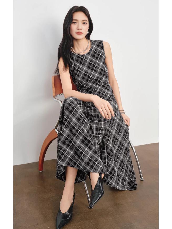 2026 Spring Women s Sleeveless Irregular Hem Tank Dress - 1H2990291 S чёрный
