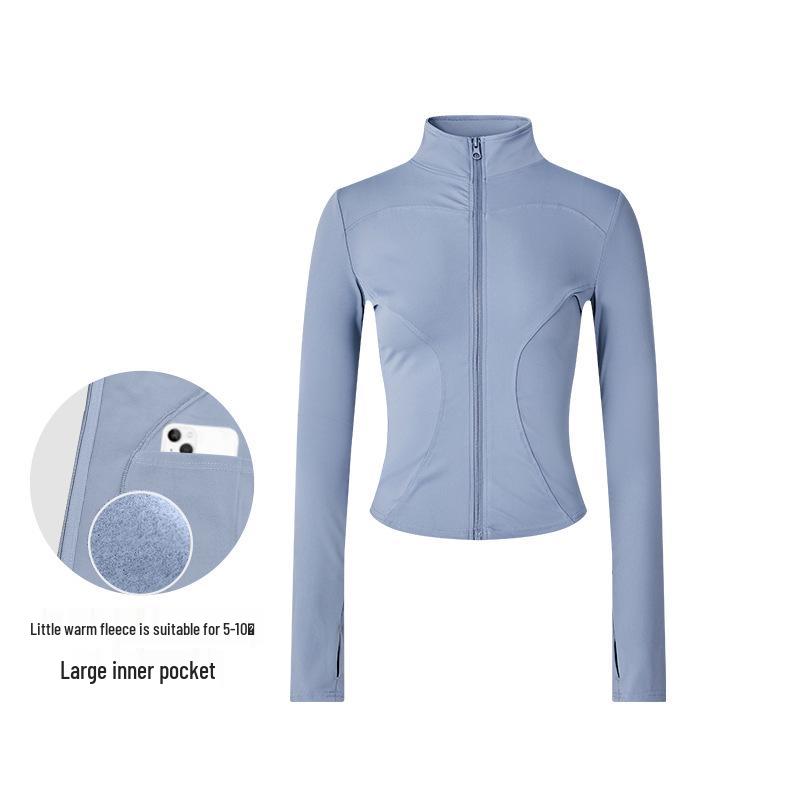 Damska pluszowa kurtka slim fit na wiosnę i jesień - przylegający do talii top do jogi