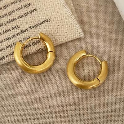 Tibetsk sølv 18K gullbelagte børstede geometriske creoler for kvinner Trendy mote Minimalistiske tilbehør