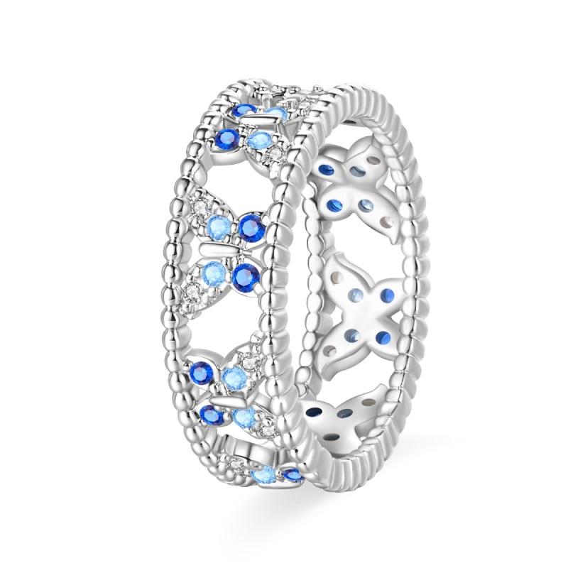 New 100% 925 Silver Fashion Sunflower Sun Moon Wide Rings Classic Heart-Shaped Crown Female Rings Elegant Party Jewelry