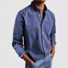 Herren Uni-Farbe Revers Vintage Langarmhemd