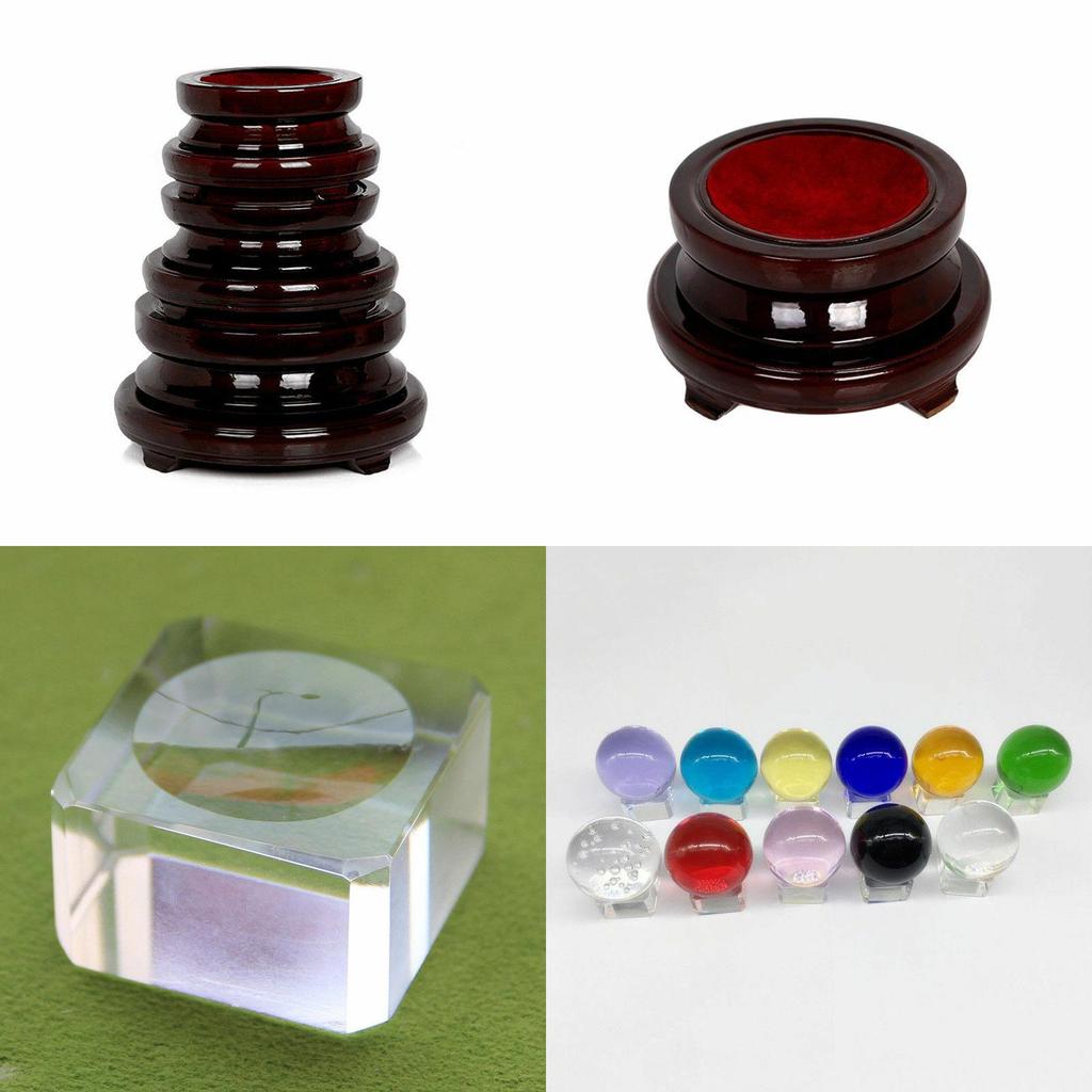 Support de Présentation Élégant en Bois Vintage Support de Base Pour Boule de Cristal Sphère Globe Décoratif