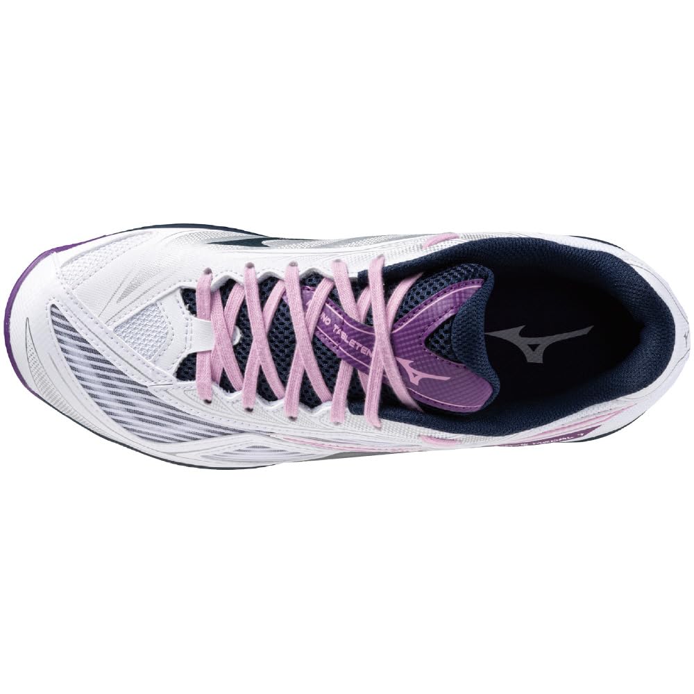 Mizuno Table Tennis Shoes Wave Medal 7 Stability Cushioning Resilience White x Pink x Purple cm 2E 25.0