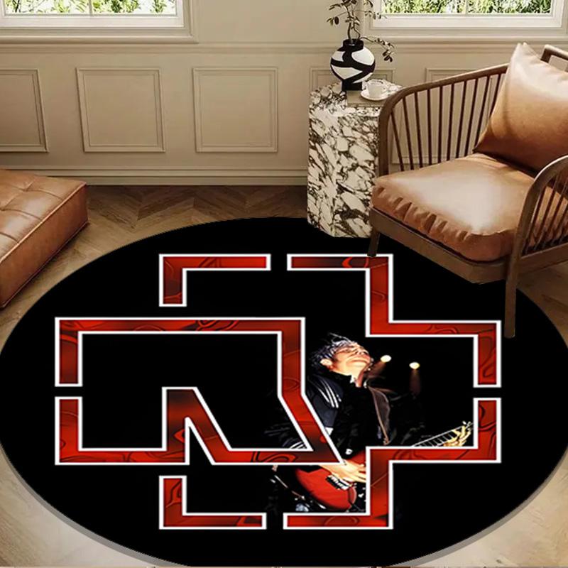 Ramms rock band Fire Logo Round mat, Anti-slip Circle Carpet Chair rug For livingroom,Bedroom, doormat home decor Gift Christmas Gifts