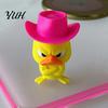 Cute Animal Sculptures Angry Duck Desk Figurine, 3D Printed Yellow Office Decoration with Cowboy Creative Birthday Gifts Hat, Little Ornament for Home