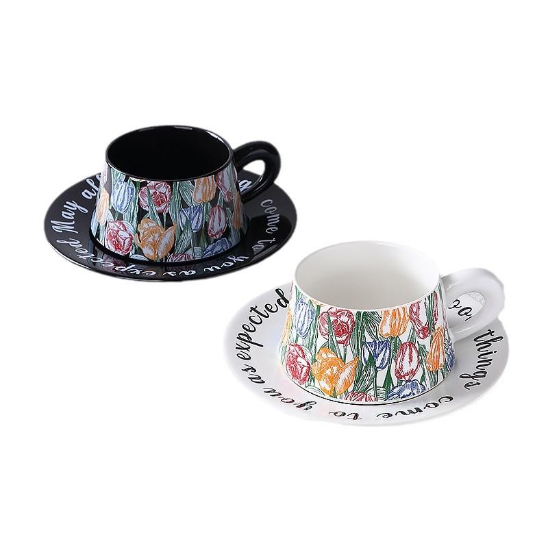 Morris Wind Watercolor Coffee Cup Premium Sense Retro Souvenir Cup Set High Value Ceramic Mug