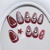 24pcs Red Star Print Fake Nails Sweet Cool Short Almond Press On Nail for Women Wearable Detachable Spice Girl False Nails