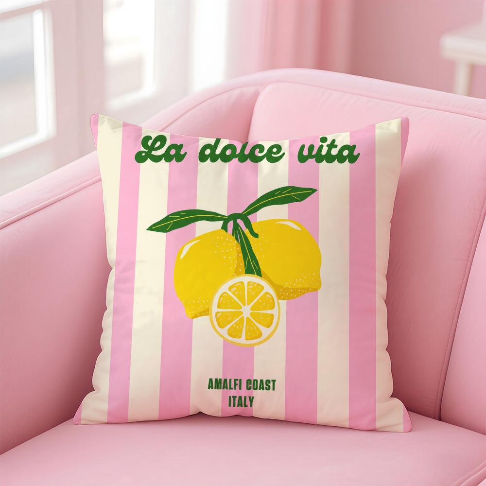 Lemon Amalfi Coast Cushion Cover Short Plush Soft DoubleSided Printing Pillow Case Cozy Sofa Bedroom Home Decor Gift