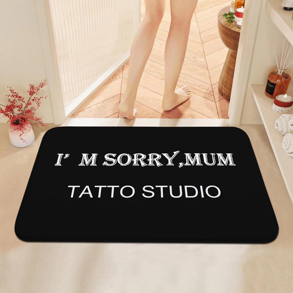 VIKAMA Tattoo Studio Retro Style Doormat Non-Slip Scratch-Resistant Entry Porch Mat Living Room Bedroom Carpet Home Decoration