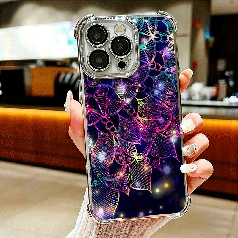 

Mandala Sunflower Dreamy Style Plating Phone Case For Iphone 16 17 Pro Max Air 16E 14 15 Plus 12 13 Mini Anti-Fall Airabag Cover iPhone 16