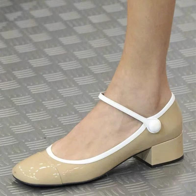 Genuine leather new French retro thick heel with Mary Jane shoes women's shallow mouth jk single shoes small leather shoes