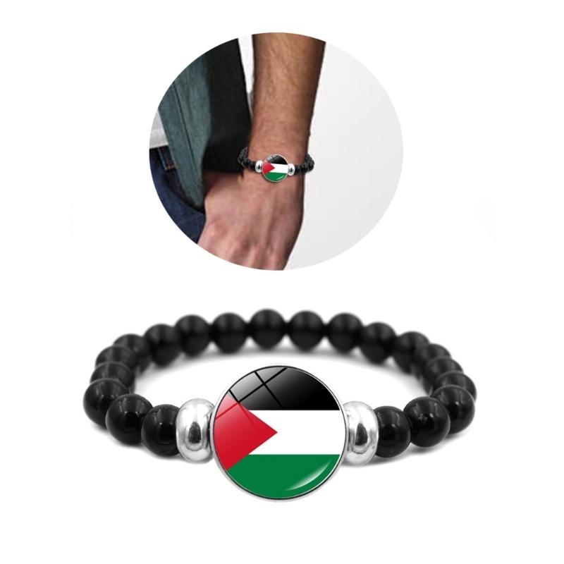 Palestine Flag Bracelets Fashion Glass Beaded Bracelet Bangles for Women Men