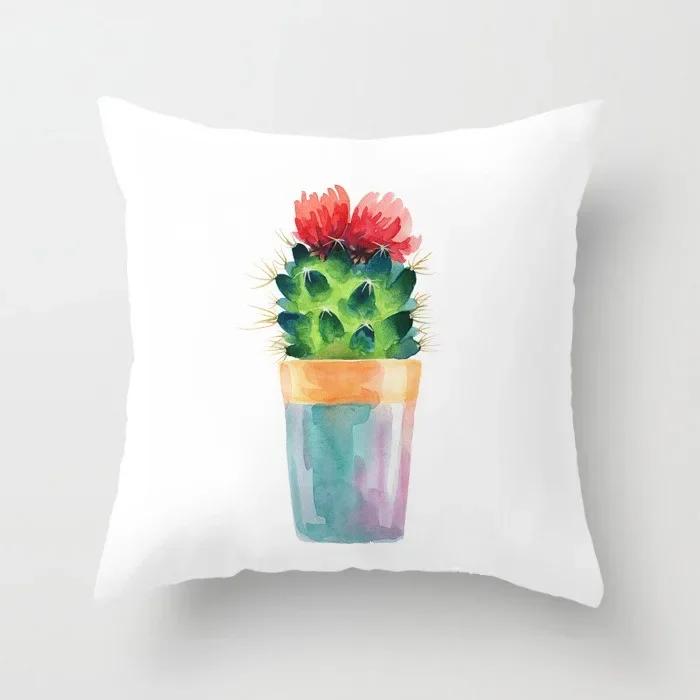 Office Chair Cushion Cover Creative Cartoon Cactus Print Pillow Cover Fashionable Luxury Home Decoration