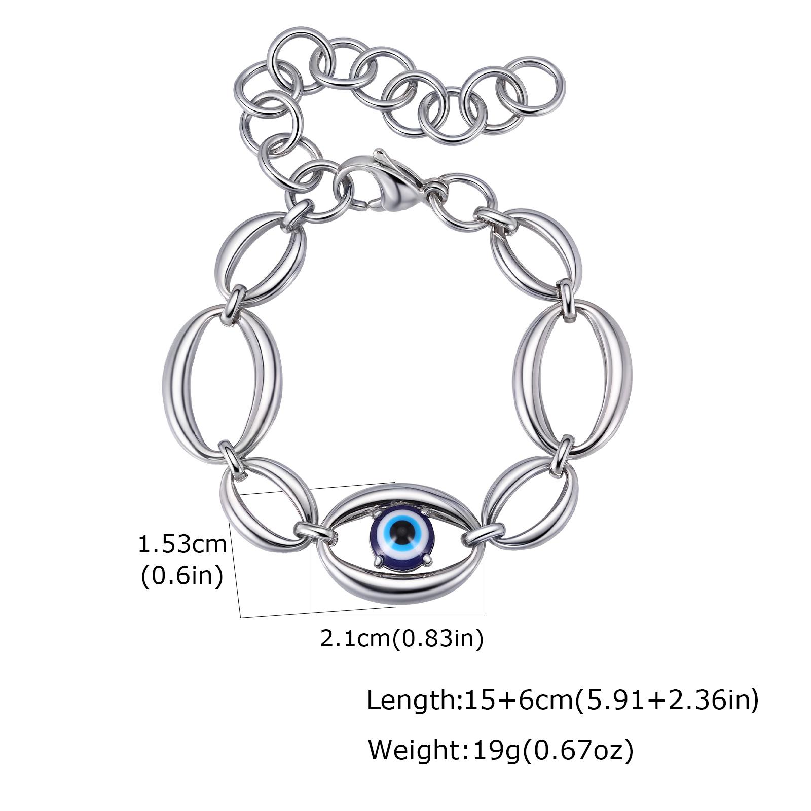 

Handmade Evil Eye Bracelet for Women,316L Stainless Steel Chunky Chain Bracelet Classy Trend Jewelry