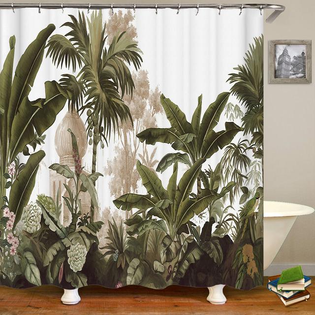 

Европейские цветы, птицы, растения, занавески для ванны, водонепроницаемая занавеска для душа, 3D-печать, украшение для ванной комнаты с крючком, экран для ванны W180xH180cm