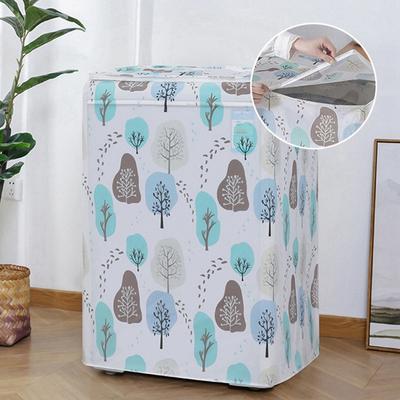 Washing Machine Protective Cover Print Floral Flip Washing Machine Dust Covers Multi-function Household Dust Cloth Waterproof