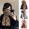 Winter Warm Long Scarves Plaid Women Scarf Vintage Knitted Scarf