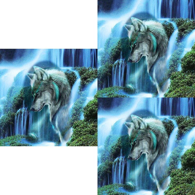 Exquisite Full Square Mosaic Diamond 5d Diy Diamond Painting Wolf Waterfall Scenic Embroidery Cross