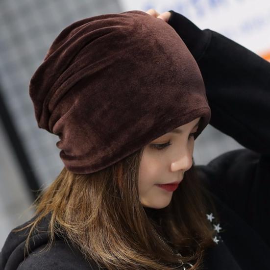 Women Beanie Hat Elastic Soft Solid Color Baggy Slouchy Keep Warm No Brim Plush Women Winter Beanie Fashion Accessories