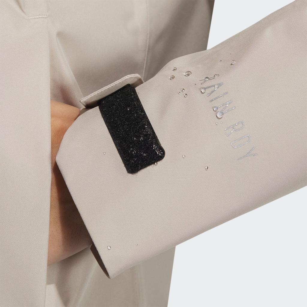 Adidas Rain.Rdy Transitional Jacket With Plain Logo Outdoor Waterproof Sports Hooded Coat Women Outerwear Beige IL8906