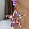 Exaggerated Metal With Rhinestone Star Big Dangle Earrings For Women Fashion Jewelry Maxi Statement Accessories