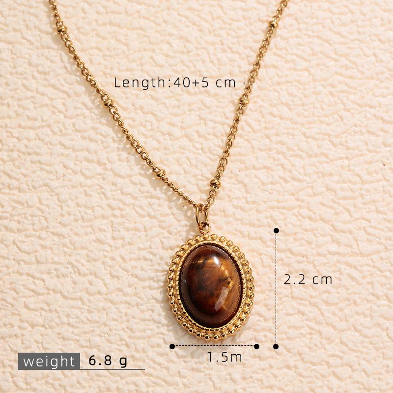 Maillard Style 18k Gold Irregular Tiger's Eye Pendant Necklace