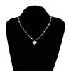 Elegant Heart Shaped Pearls Accent Necklace Versatile Wear Day To Night Adjustable Collarbone Chain Stylish Neckwear