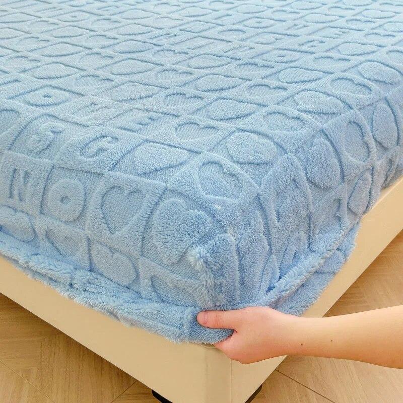 

Утолщенный плюшевый наматрасник, теплый мягкий молочный бархат, простыня на подкладке для кровати, двойная простыня размера King Queen, защитный чехол для матраса 90x200x30cm