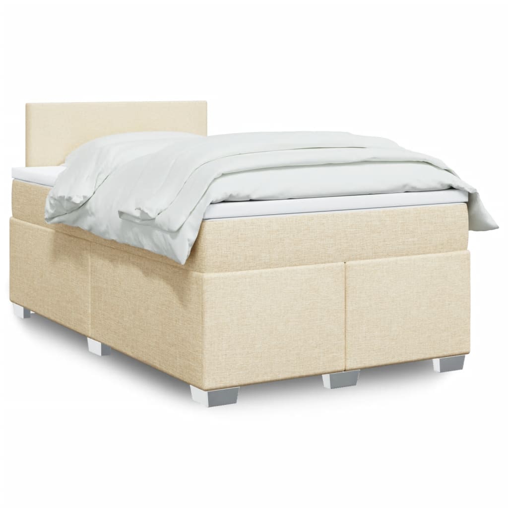 Box Spring Bed with Mattress Cream 120 x 200 cm Fabric