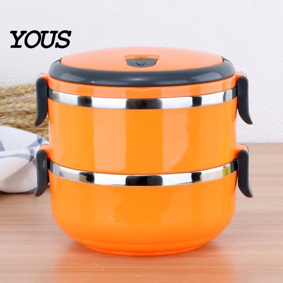 Separate Layer Bento Box Stackable Insulated Lunch with Handle, Stainless Steel Interior Easy Cleaning Portable Thermal Design, Leak-Proof Food