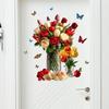 Butterfly Floral Wall Sticker for Living Room, Bedroom, or Entrance - Removable Decorative Glass Cabinet Art