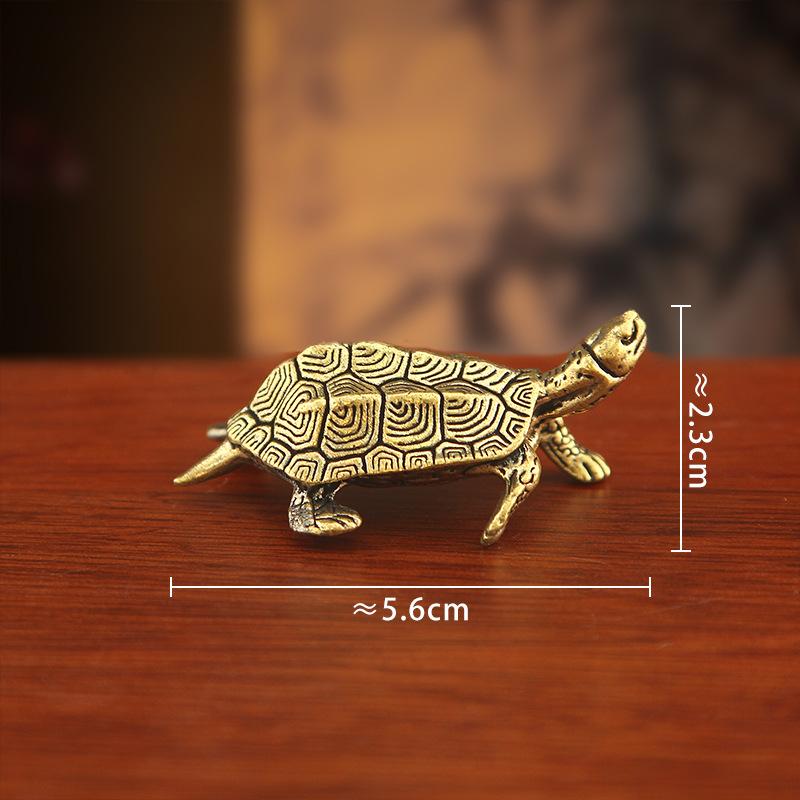 Retro Brass Tortoise Ornament Statue Metal Animal Sculpture Home Office Decoration Ornament Tea Pet Crafts