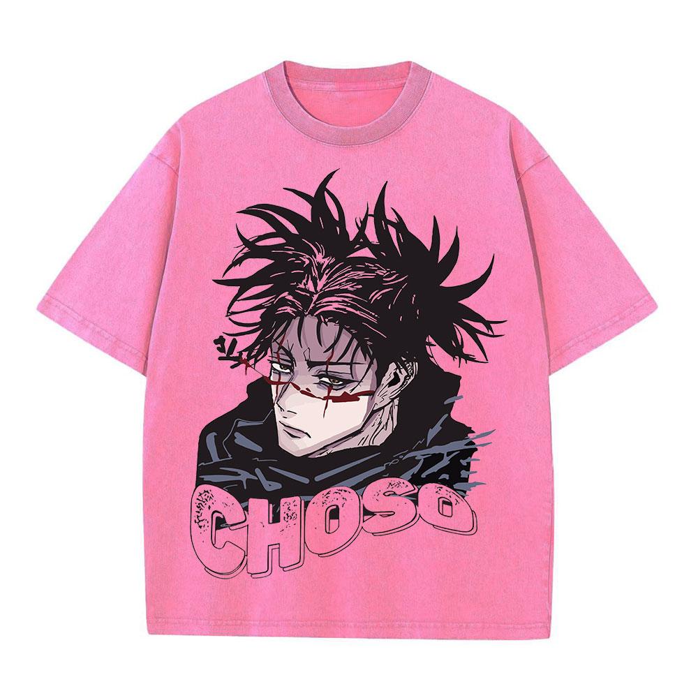 Harajuku Anime Jujutsu Kaisen Fushiguro Toji Printed Washed T Shirt Men Vintage Cotton T-shirts Manga Tee Hip Hop Male Tshirt