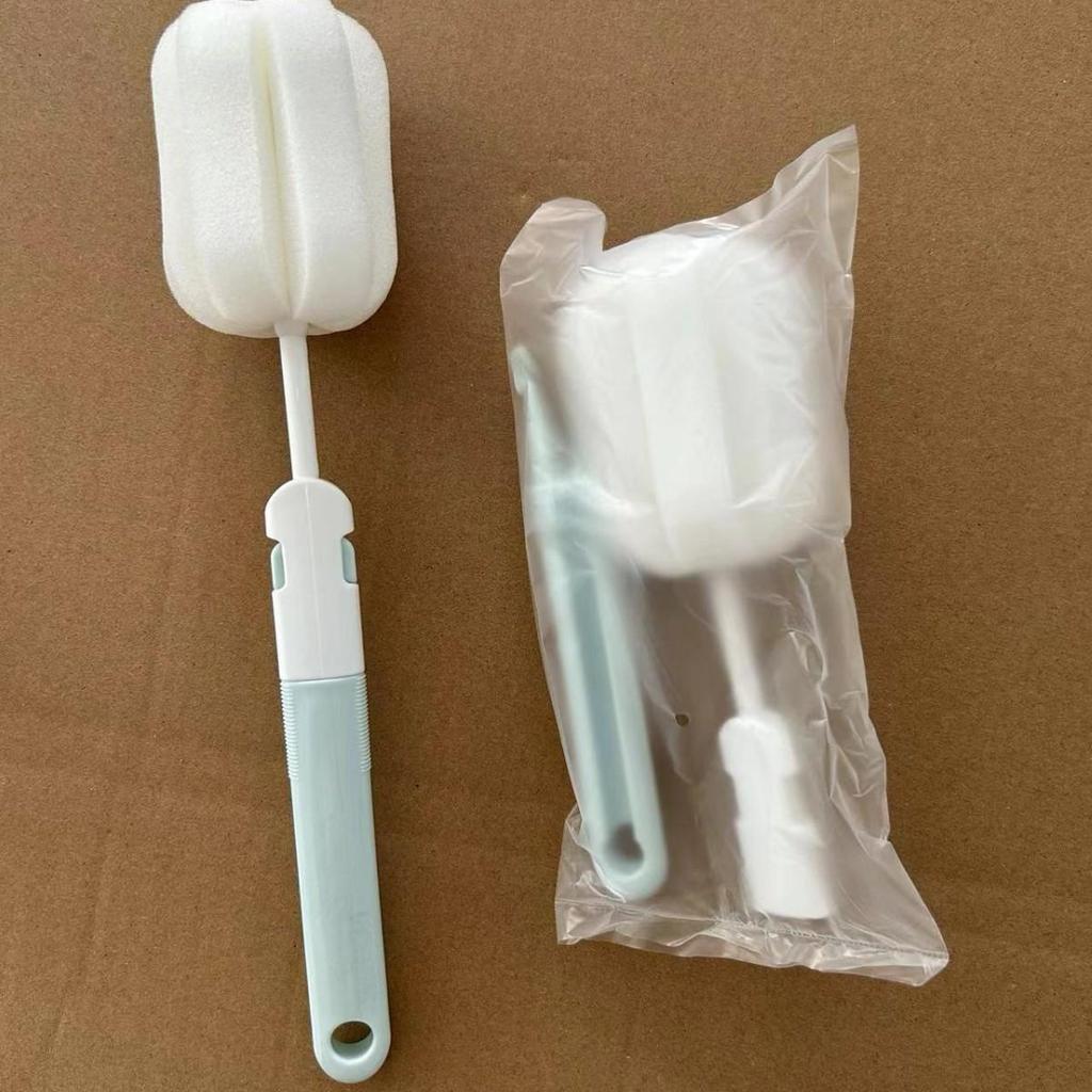 Long Handle Baby Bottle & Insulated Cup Brush with Detachable Sponge Head