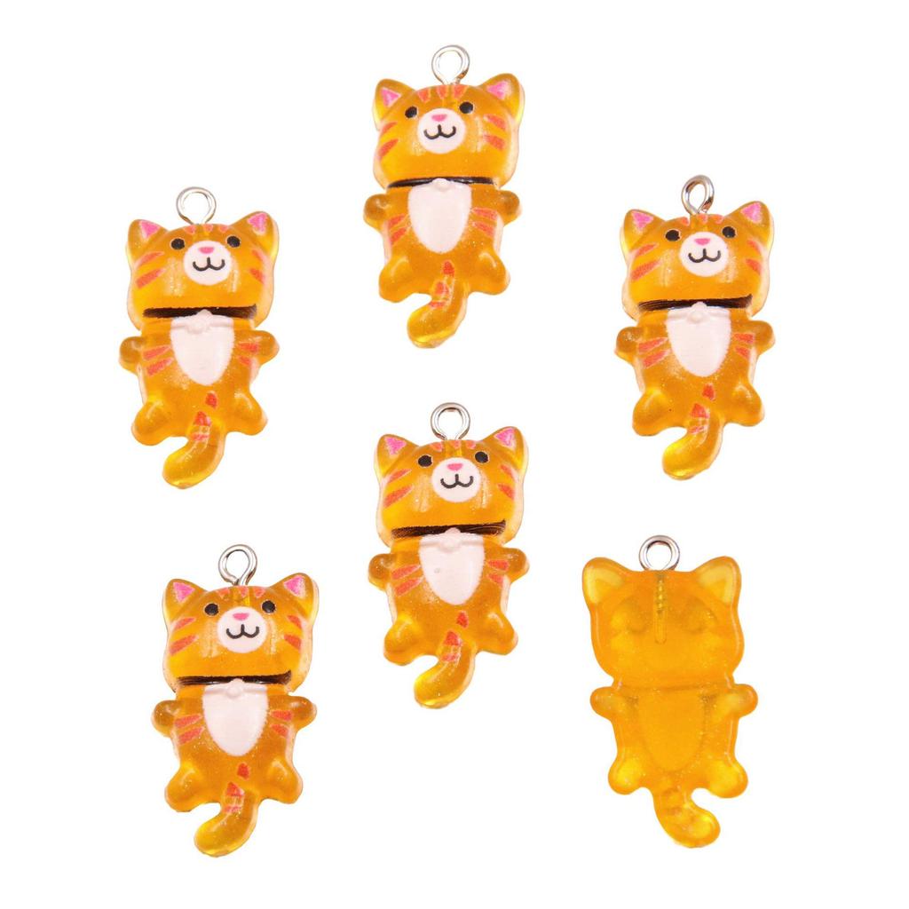 7-Color 15x29mm Translucent Luminous Cat Charms Keychain Accessories