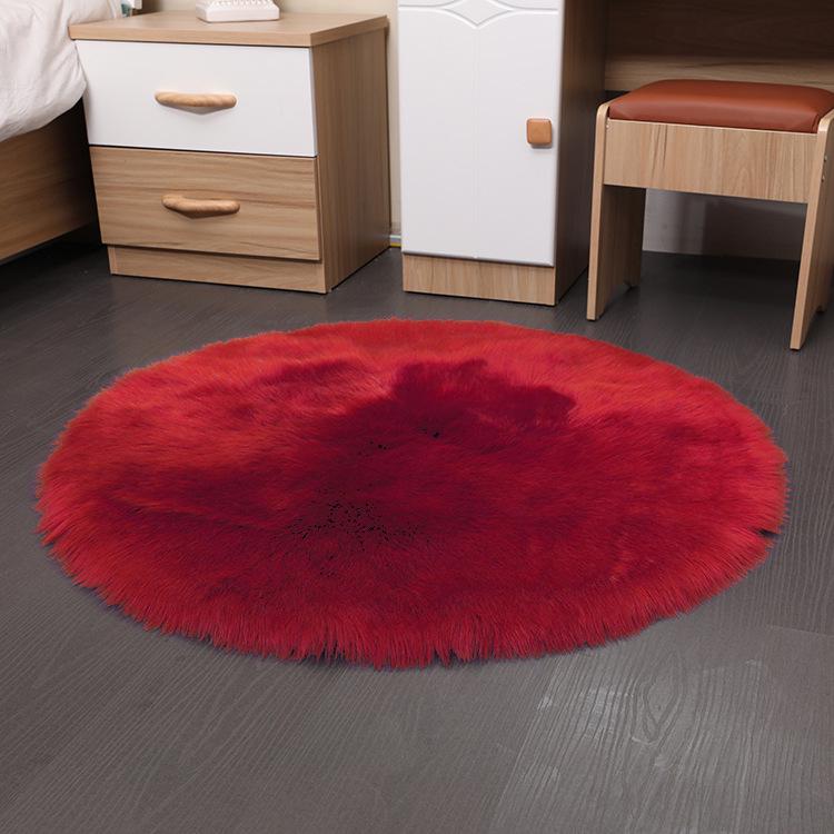 Nordic Round Faux Wool Rug for Bedroom or Living Room