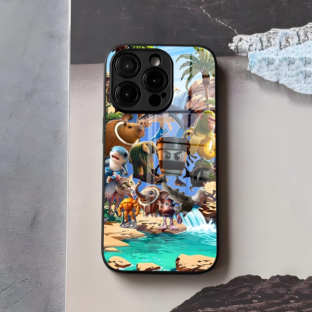 Animals Italian Brainrot Phone Case For IPhone 17 Air 16 E Pro Max 15 14 13 Mini 12 Pro 11 Max Plus Black Glass Cover