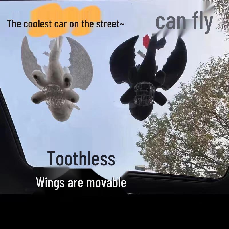 

Toothless Car Roof Ornament: Sunroof and Tail Pendant Decoration 20CM (with buckle and nano gel)