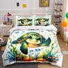 Sea Turtle With Seaweed And Bubbles Printed Duvet Cover Set1 Duvet Cover+2 Pillowcasemulti Size Bedroom Bedding Decor