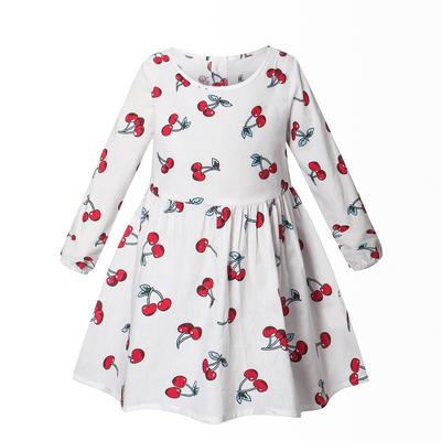 Girls Spring Round Neck Long-sleeved Dress Children's Casual Floral Dress
