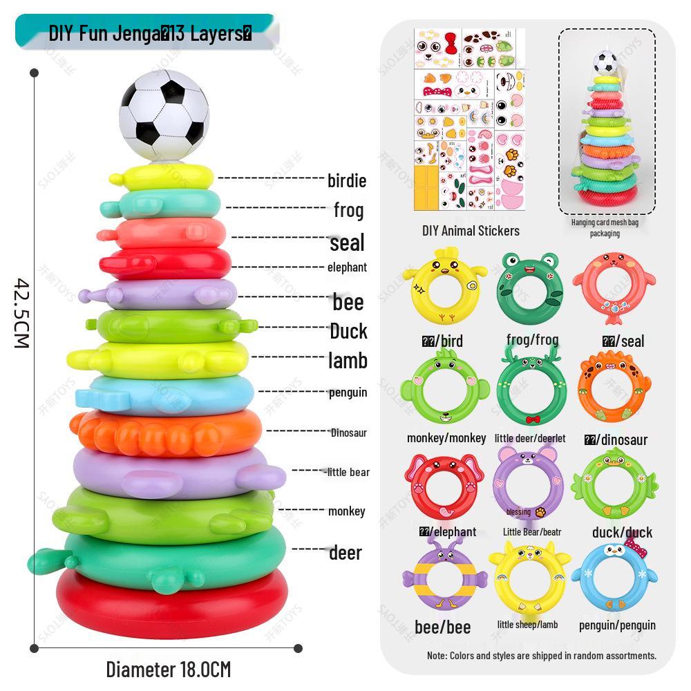 Rainbow Tower Ring Toss Educational Stacking Toy for Babies